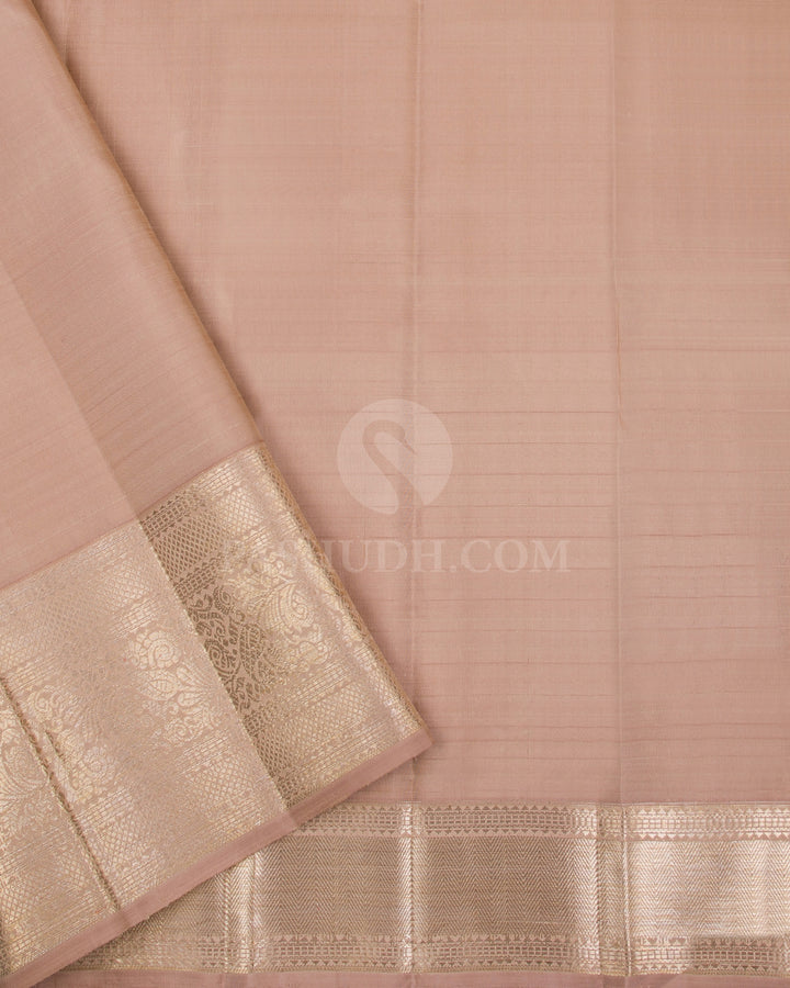 Mustard Yellow And Beige Kanjivaram Silk Saree - S1158(A) - View 3