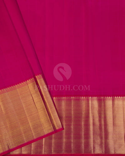 Light Green & Rani Pink Pure Zari Kanjivaram Silk Saree - P130 - View 3
