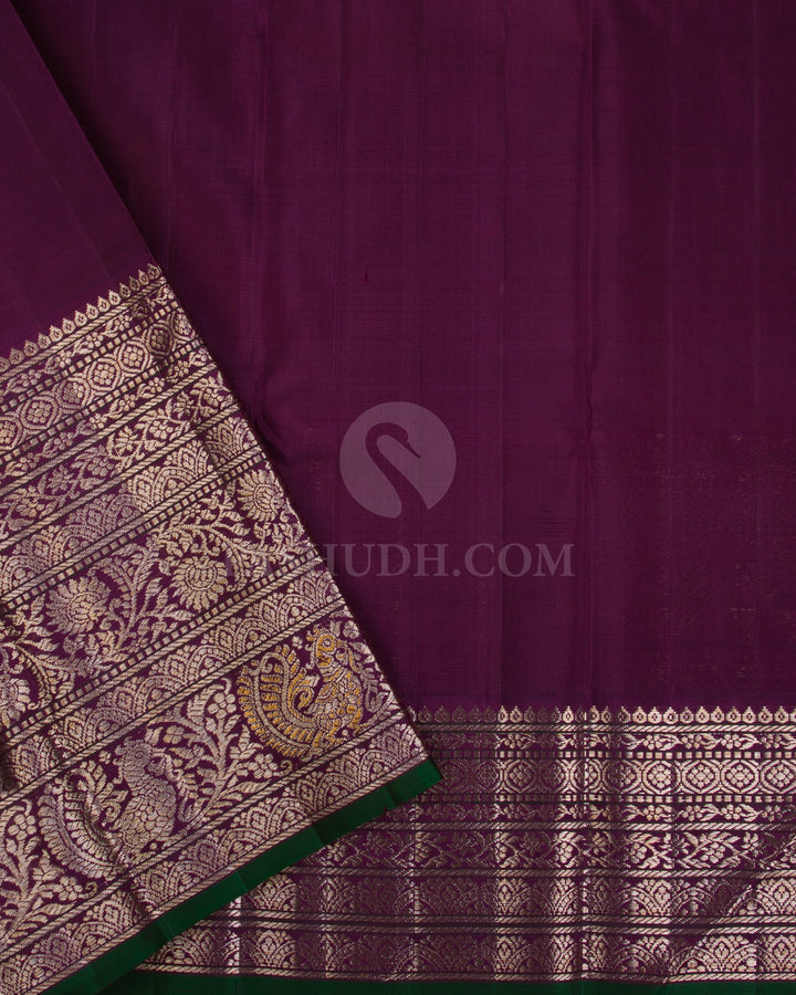 Ramar Green & Purple Kanjivaram Silk Saree - S1013(A) - View 3