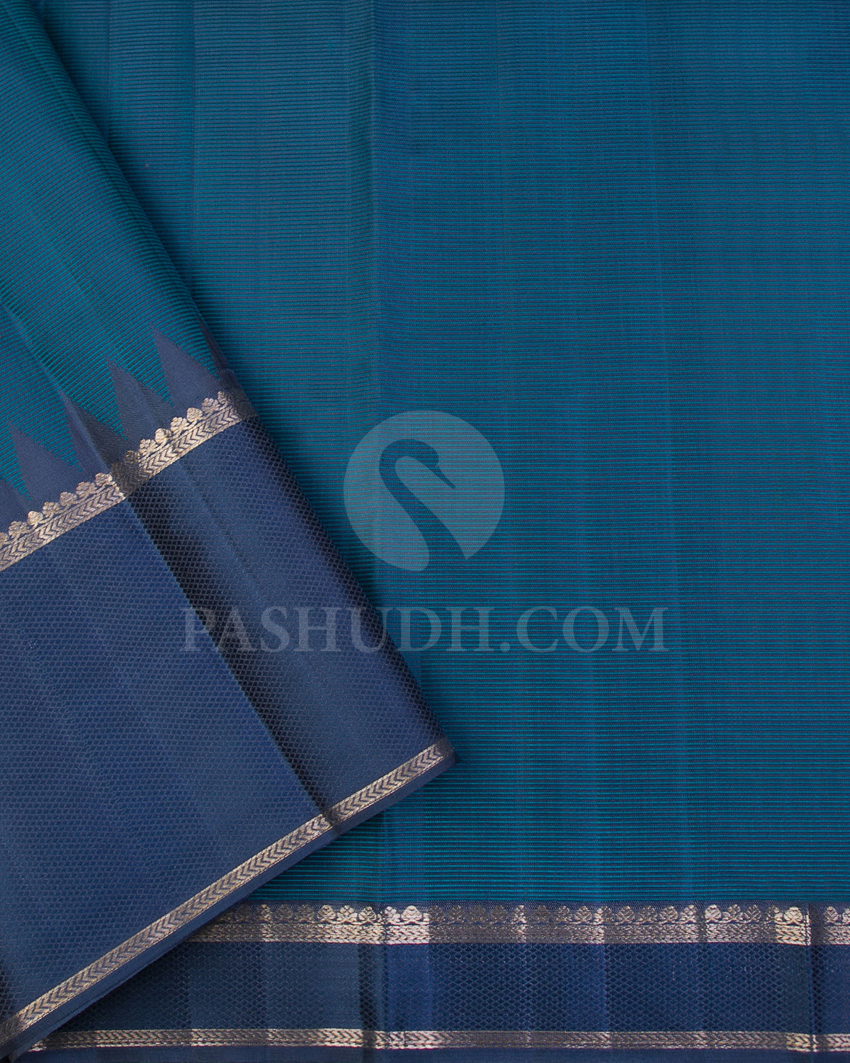 Steel Blue Kanjivaram Silk Saree - D527(B) - View 2