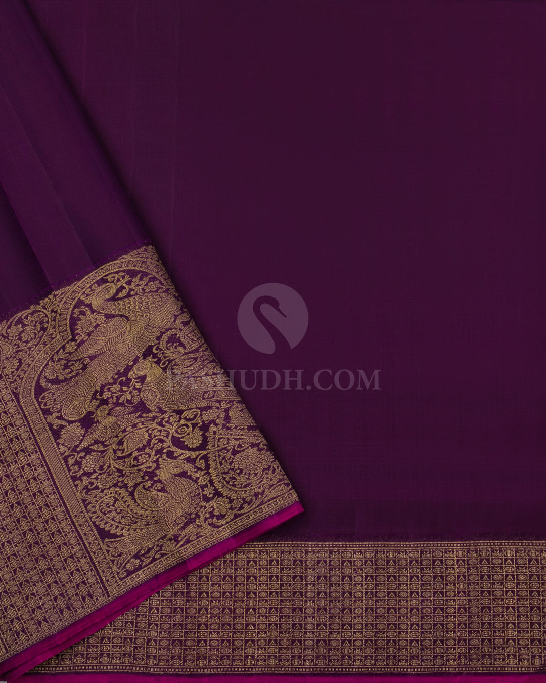 Baby Pink and Violet Pure Zari Kanjivaram SIlk Saree - P113 -View4