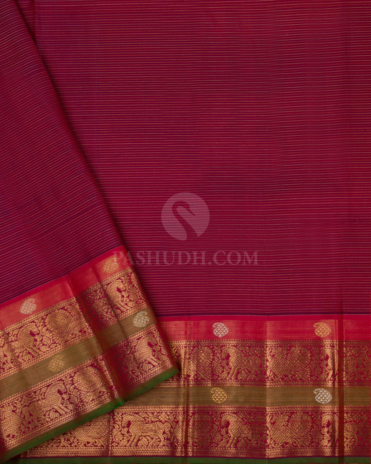 Red and Arakku Kanjivaram Silk Saree - S777- View 4