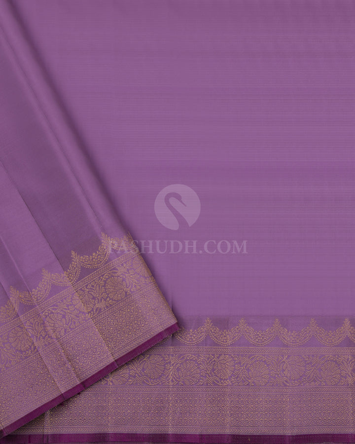 Light Green and Lavender Kanjivaram Silk Saree - DJ223 - View 3