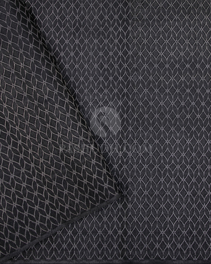 Silver Grey And Charcoal Grey Kanjivaram Silk Saree - D511(B) - View 2