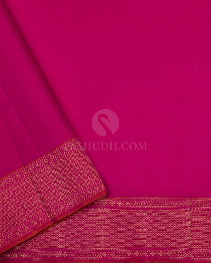 Green and Dark Pink Kanjivaram Silk Saree - S776- View 4