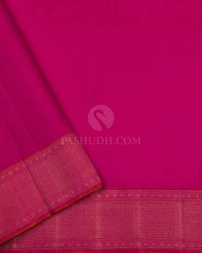 Green and Dark Pink Kanjivaram Silk Saree - S776- View 4