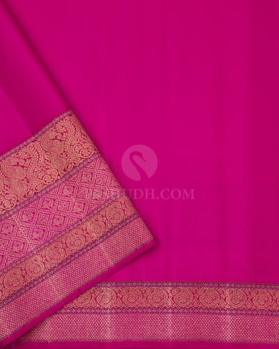 Dark Green and Pink  Zari Kanjivaram Silk Saree - S834 - View 4