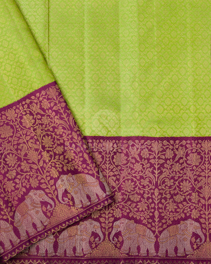 Violet Kanjivaram Silk Saree - P120 -View 4