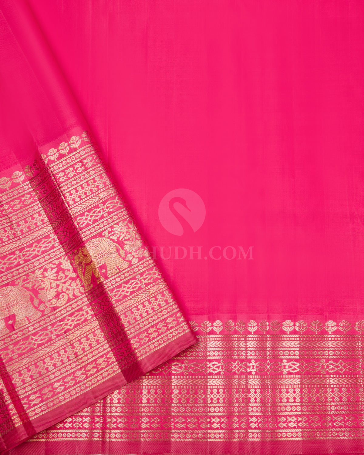 Peacock Blue & Fuchsia Pink Kanjivaram Silk Saree - S858 - View 4