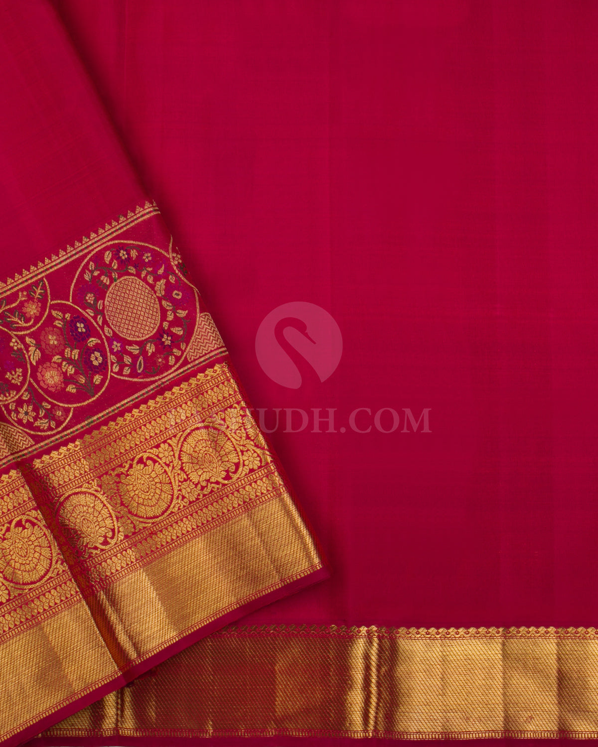 Ivory & Maroon Pure Zari Kanjivaram Silk Saree - P144(A) - View 3