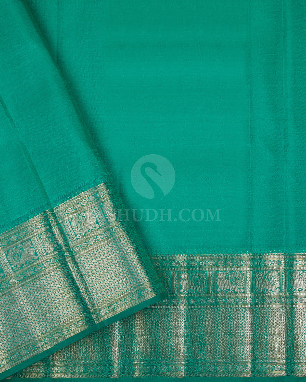 Parrot Green And Turquoise Kanjivaram Silk Saree - S1151(A) - View 2