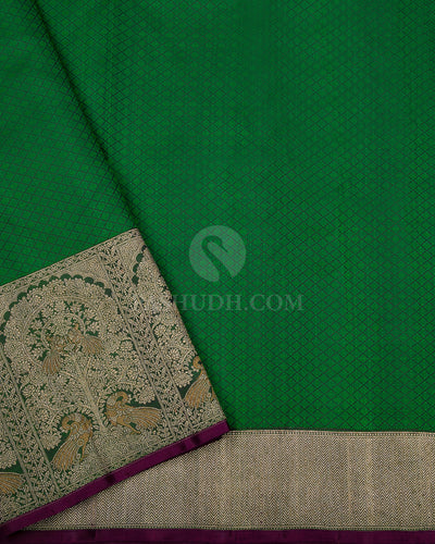 Anandha Blue and Forest Green Kanjivaram Silk Saree - S848 - View 4