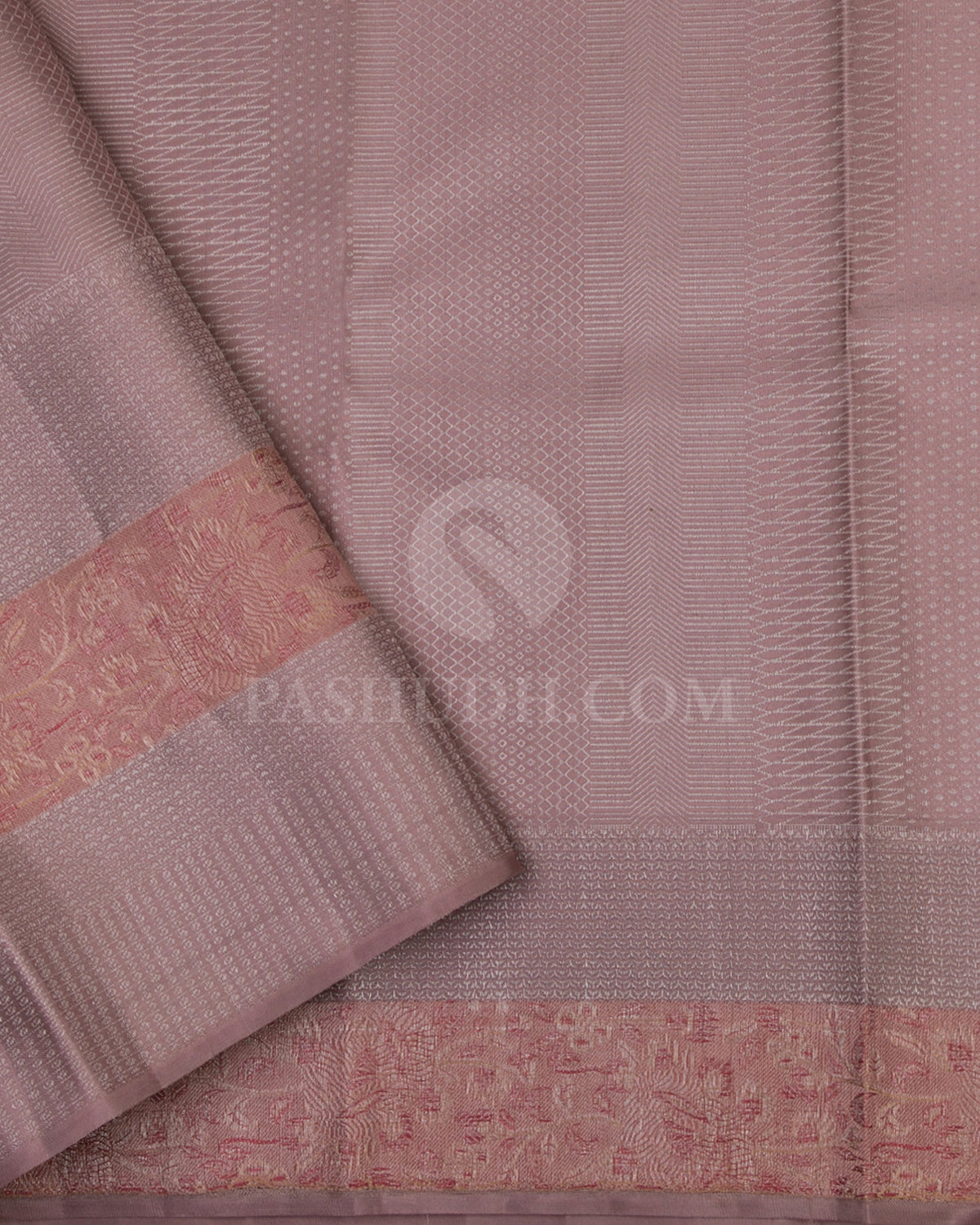 Pastel Mauve Kanjivaram Silk Saree - DT186 - View 3