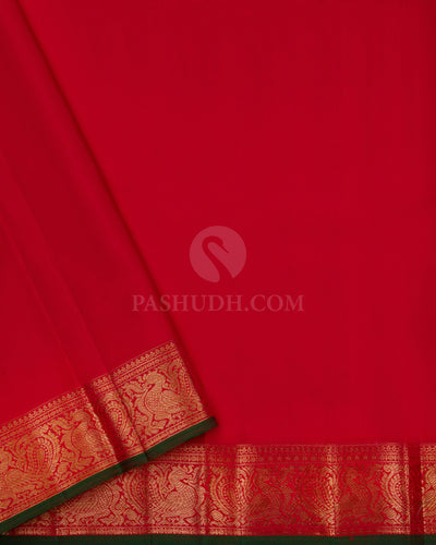 Pale Pink & Red Pure Zari Kanjivaram Silk Saree - S754 - View 4
