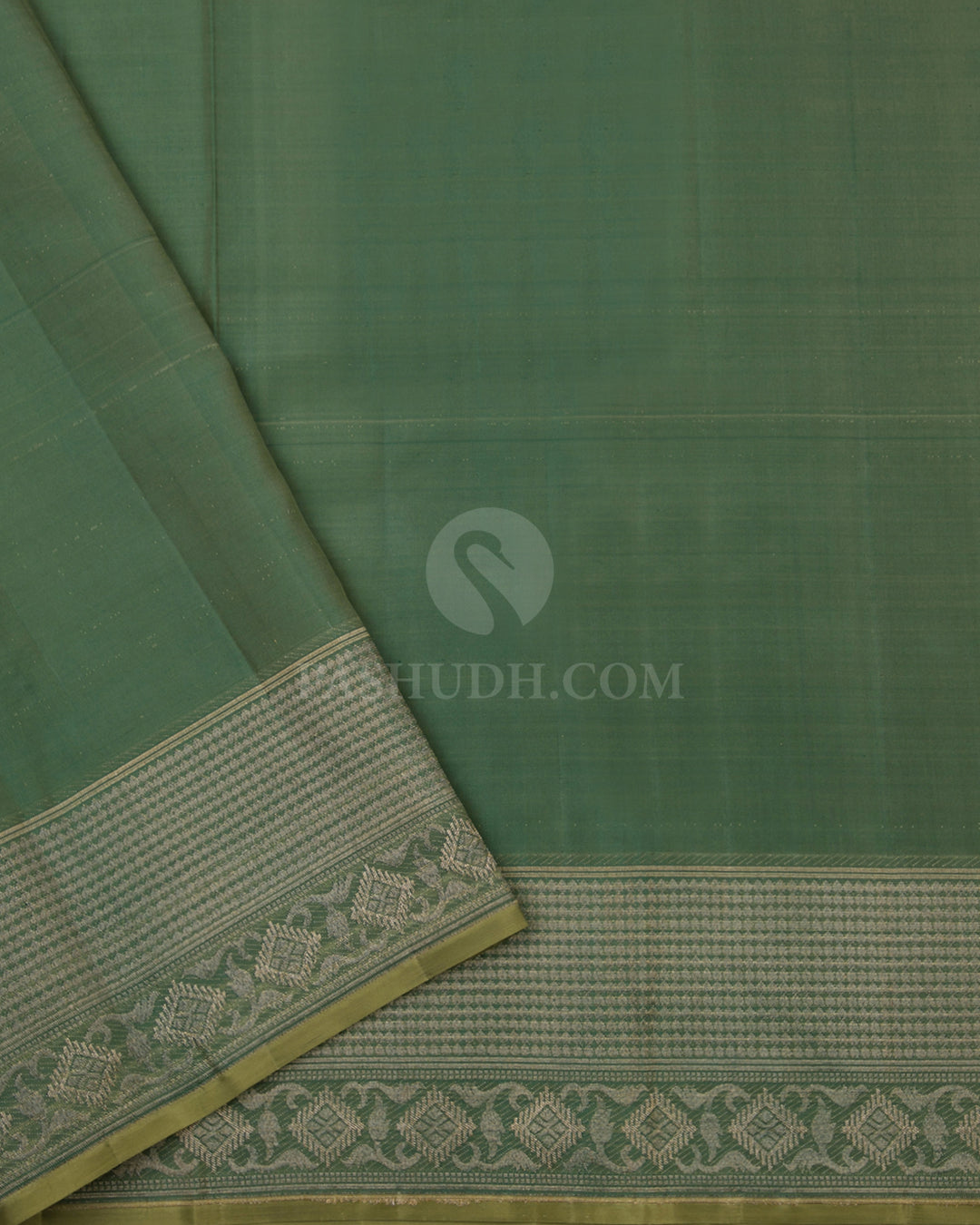 Olive Green and Parrot Green Kanjivaram Silk Saree - DJ195 -View 4