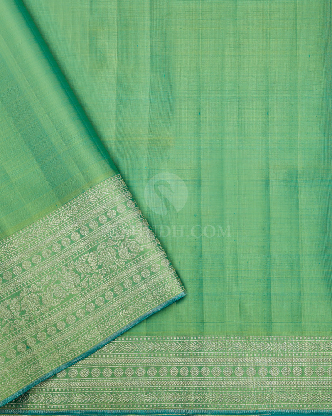 Bright Pink & Pear Green Kanjivaram Silk Saree - S867 - View 4