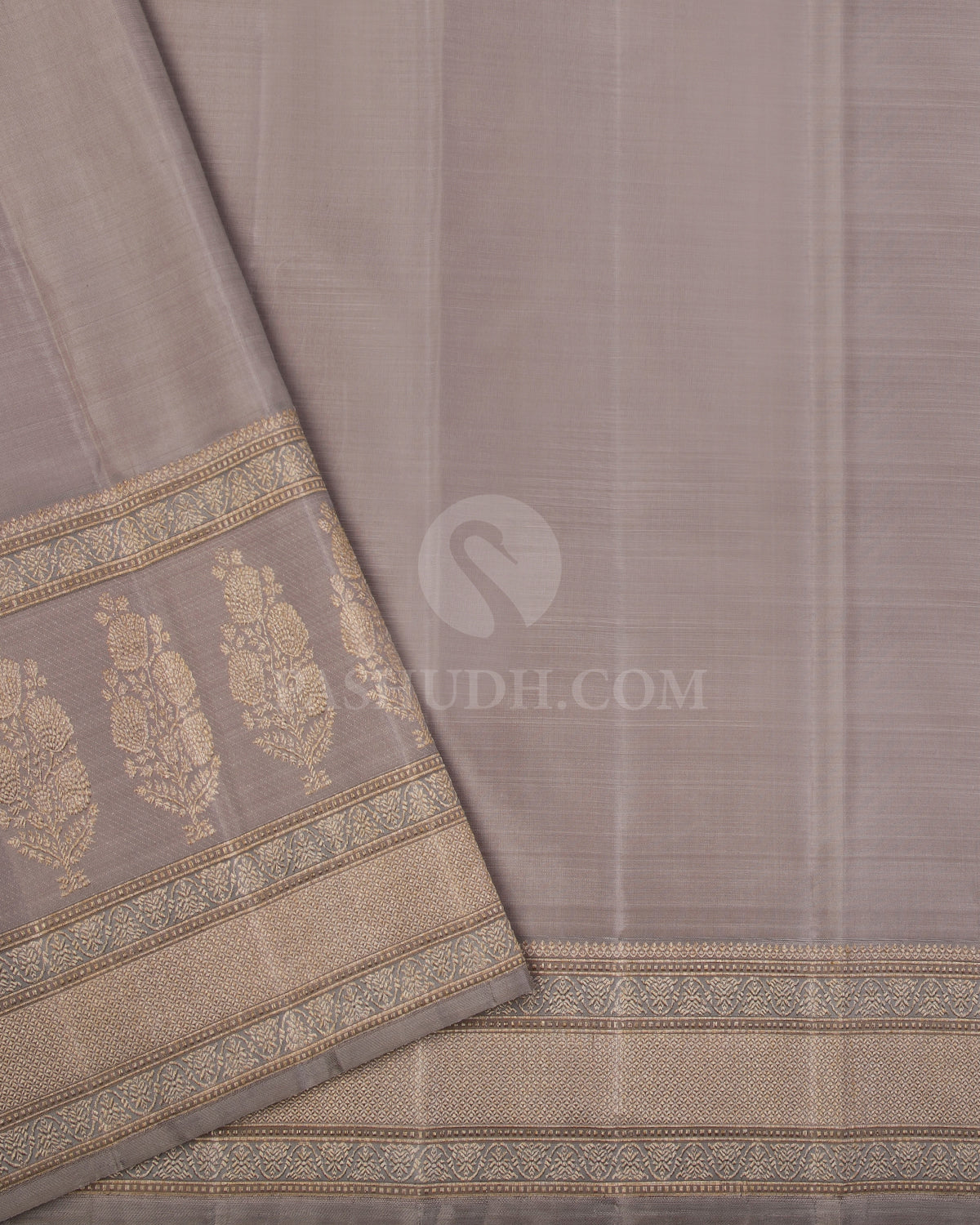 Brown & Grey Kanjivaram Silk Saree - S1029(A) - View 3