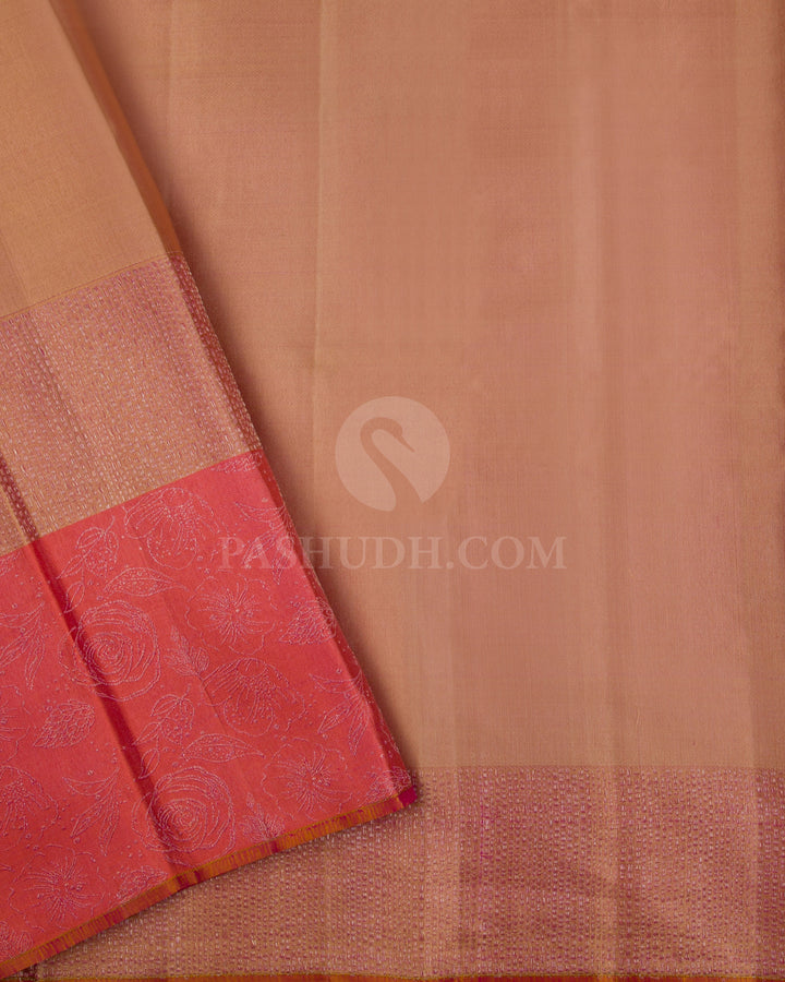 Rani Pink and Peach Kanjivaram Silk Saree - DJ290(B) - View 2