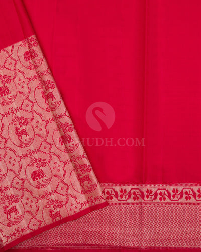 Red Kanjivaram Silk Saree - S1111(A) - View 3