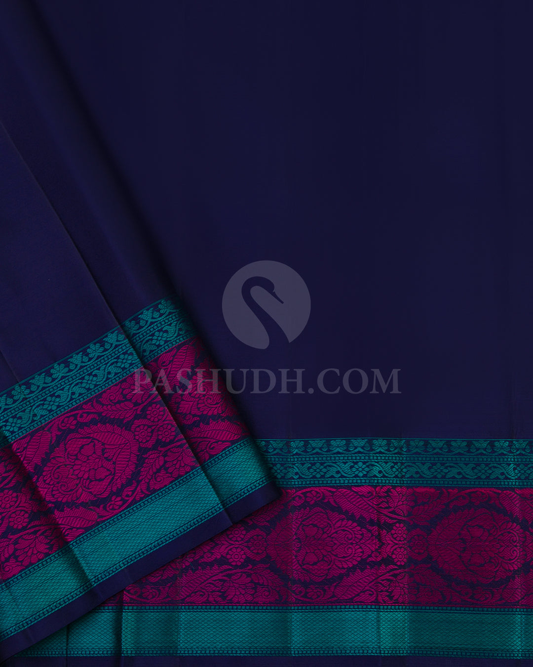 Navy and Anandha Blue Kanjivaram Silk Saree - DJ193 - View 3