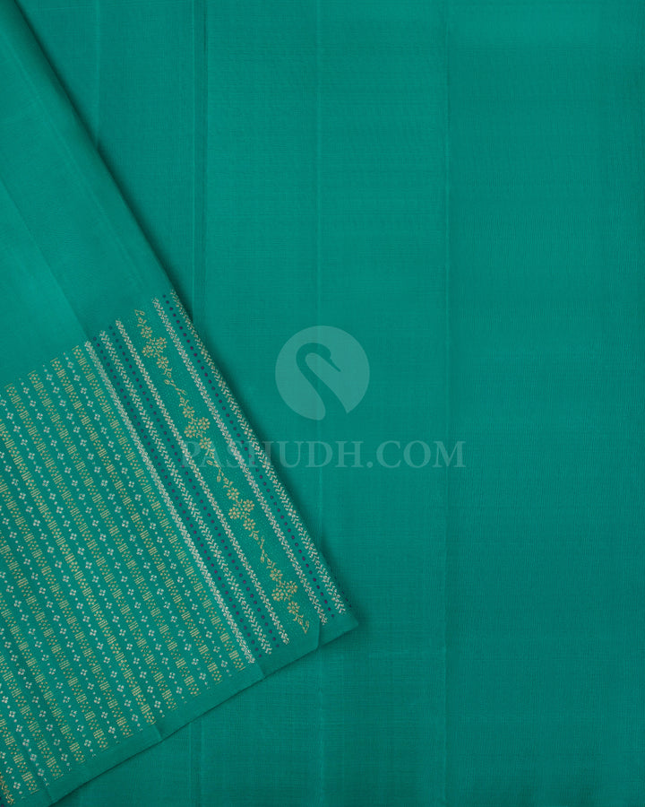 Sapphire Green Kanjivaram Silk Saree - S1148(A) - View 3