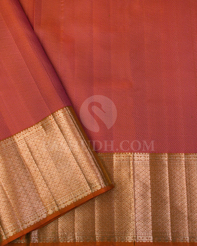Mehendi Green and Rust Orange Kanjivaram Silk Saree - D549(A) - View 2