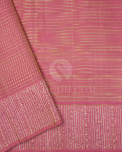 Ivory And Baby Pink Kanjivaram Silk Saree - S1167(A) - View 3