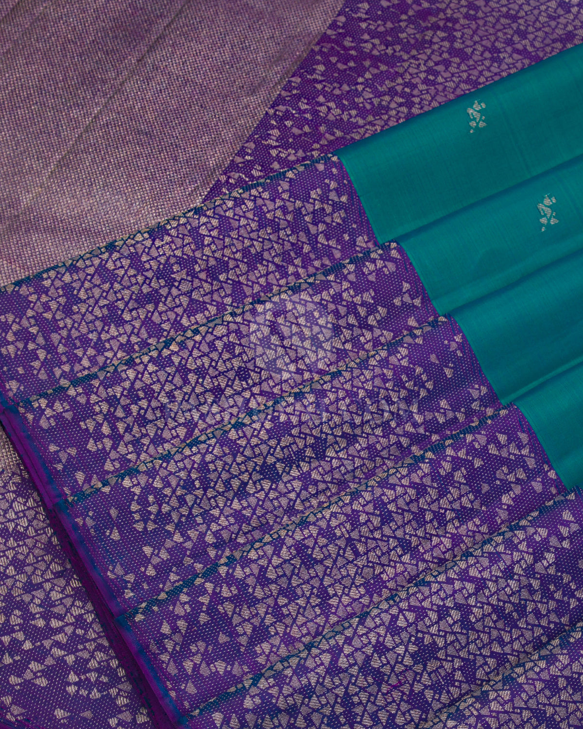 Rama Green & Blue Violet Kanjivaram Silk Saree - S1004 - View 4