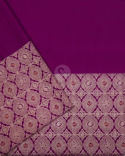 Green & Violet Kanjivaram Silk Saree - S851 - View 4