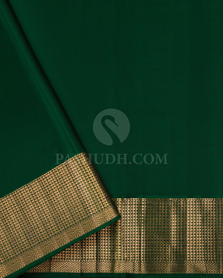 Mango Yellow and Dark Green Kanjivaram Silk Saree - S703 - View 4
