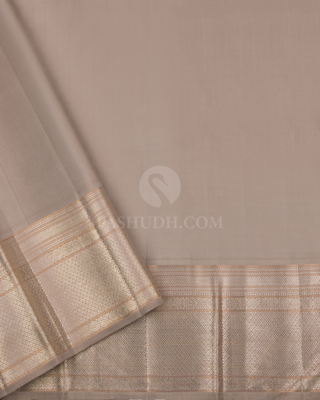 Purple & Greige Zari Kanjivaram Silk Saree - S825 - View 4