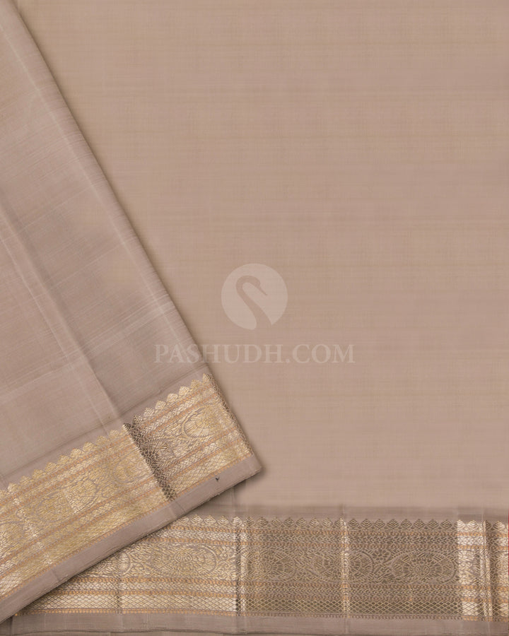 Dark Red & Grey Kanjivaram Silk Saree - S770 - View 4
