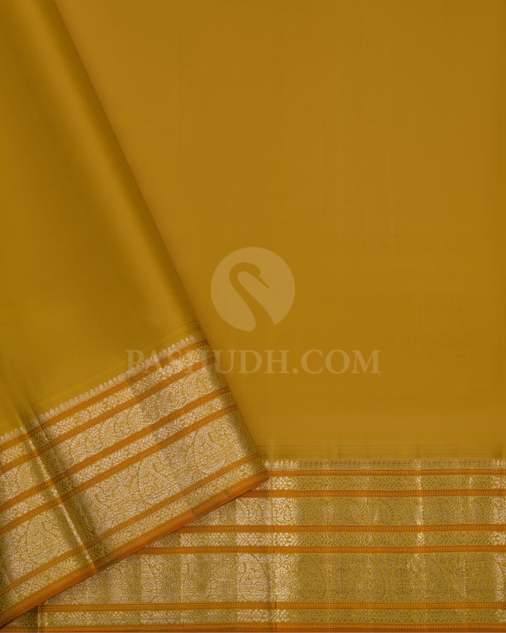 Mustard Yellow Kanjivaram Silk Saree - DJ186 - View 3