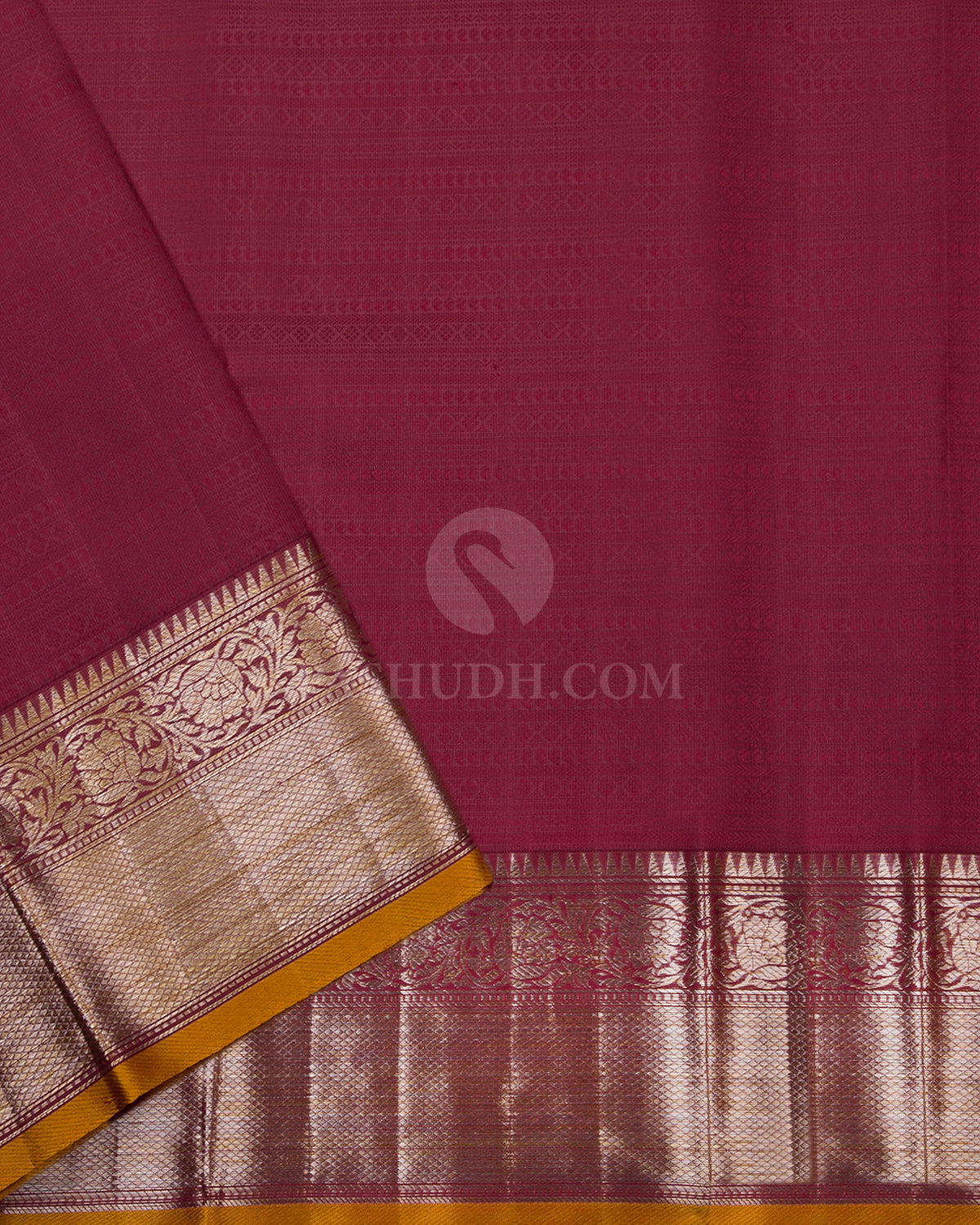 Onion Pink & Brick Red Kanjivaram Silk Saree - D443 - View 3
