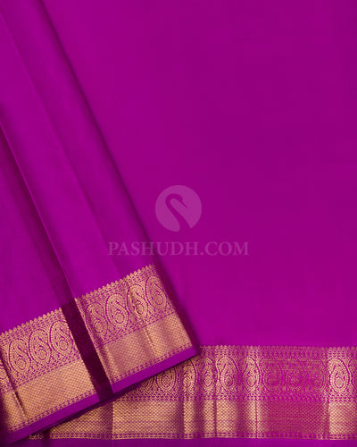 Sapphire Green & Violet Kanjivaram Silk Saree - S857 - View 4