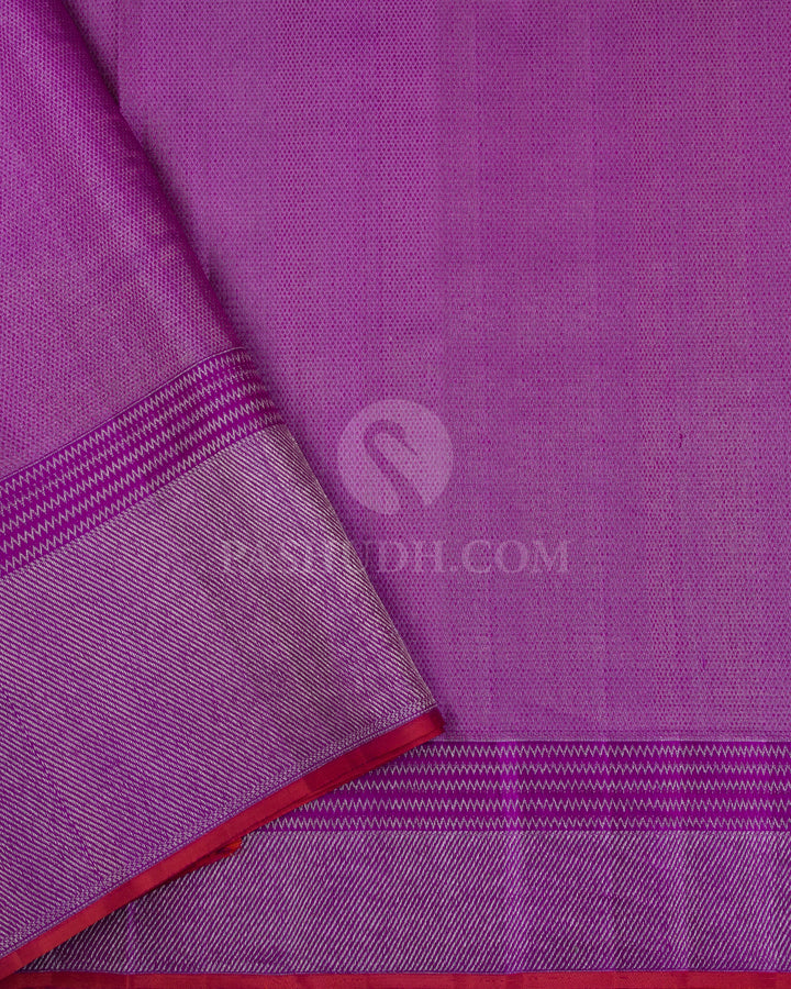 Old Rose And Violet Kanjivaram Silk Saree - D510(D) - View 2
