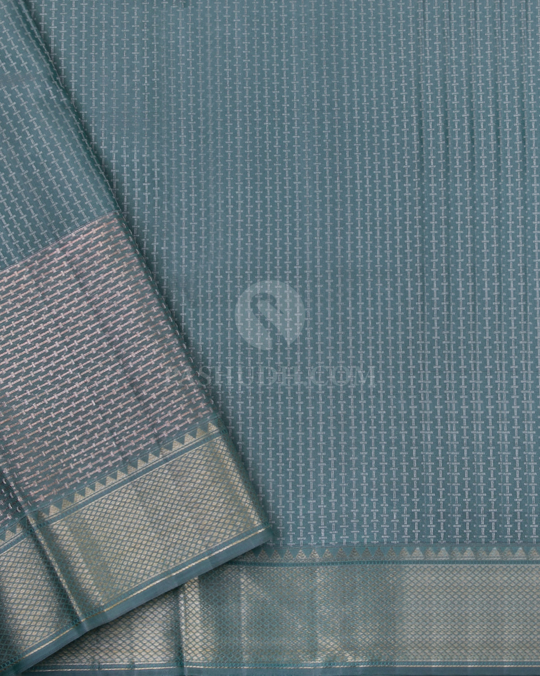 Teal Kanjivaram Silk Saree - DT195 -View 3