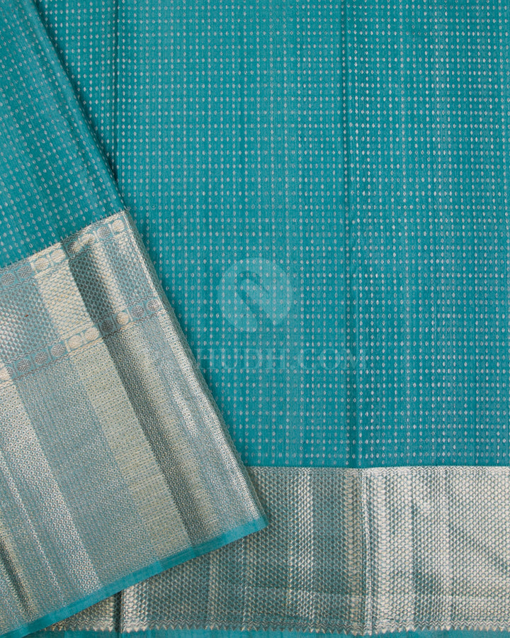 Baby Pink and Sky Blue Kanjivaram Silk Saree - D524(A) - View 2
