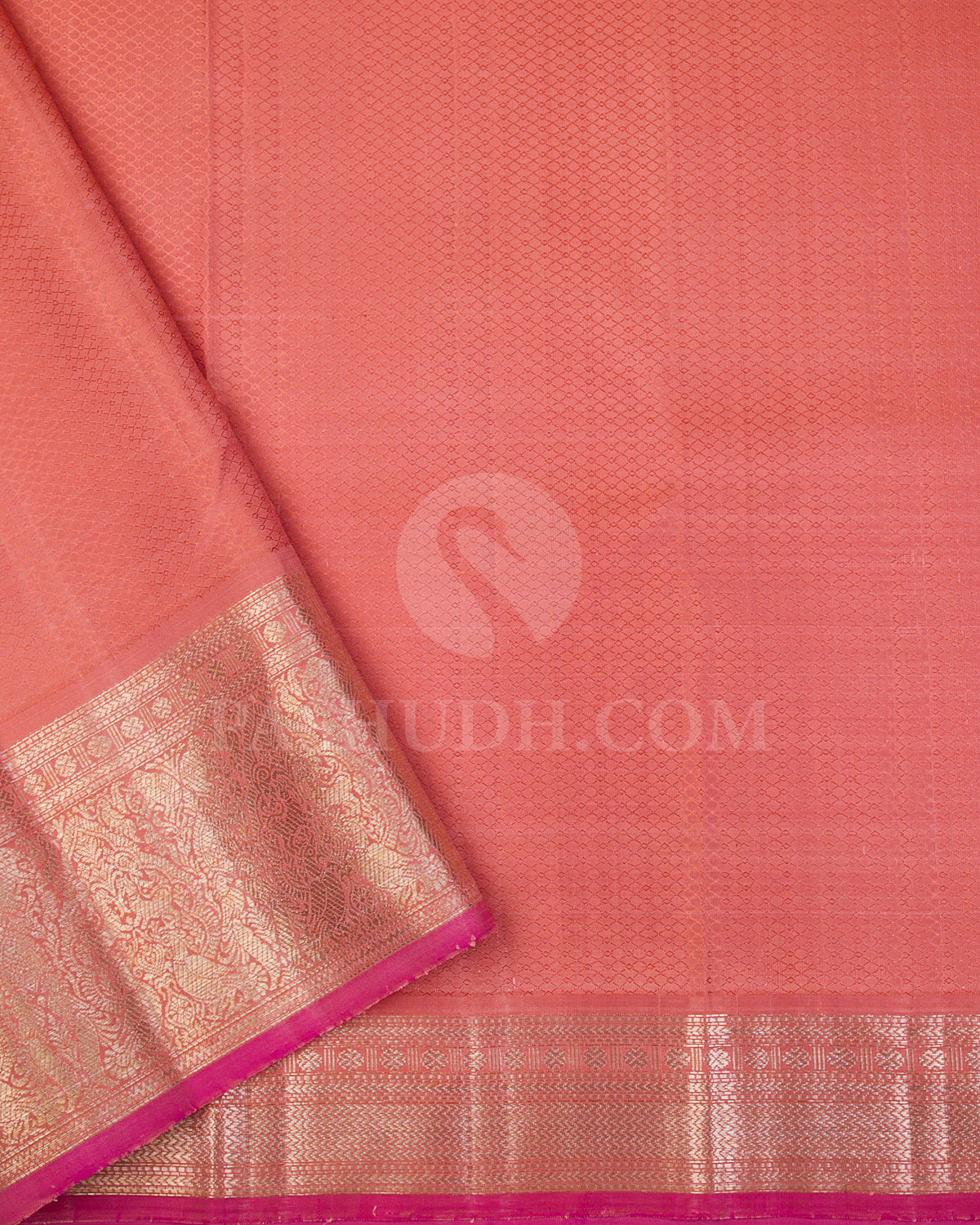 Mild Chocolate Brown And Peach Kanjivaram Silk Saree - S1179(A) - View 3