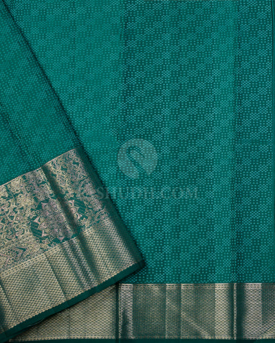 Sky Blue & Deep Green Kanjivaram Silk Saree - DT249(A) - View 2