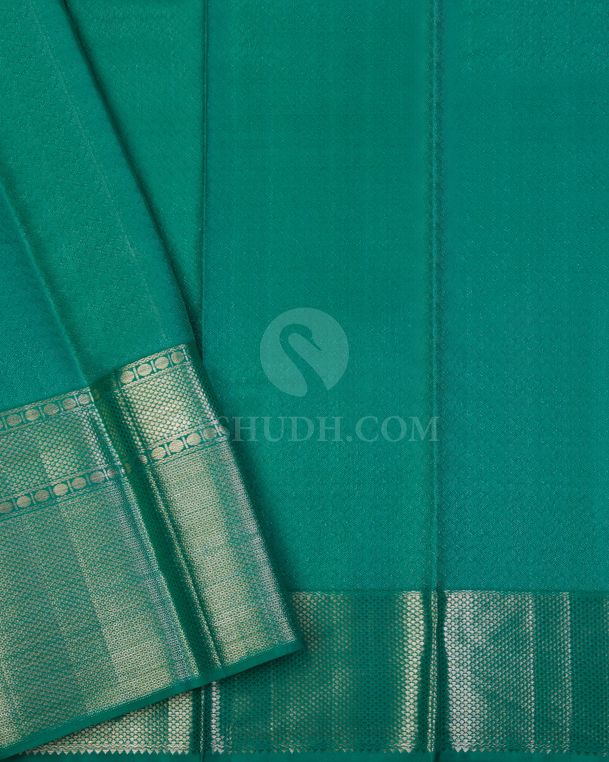 Pear Green and Ananda Blue Kanjivaram Silk Saree -D501(A) -View 2