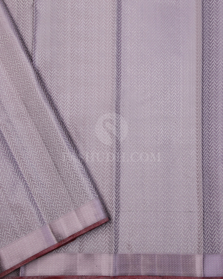 Dark Purple & Pink Shot Grey Kanjivaram Silk Saree - D509(A) - View 2