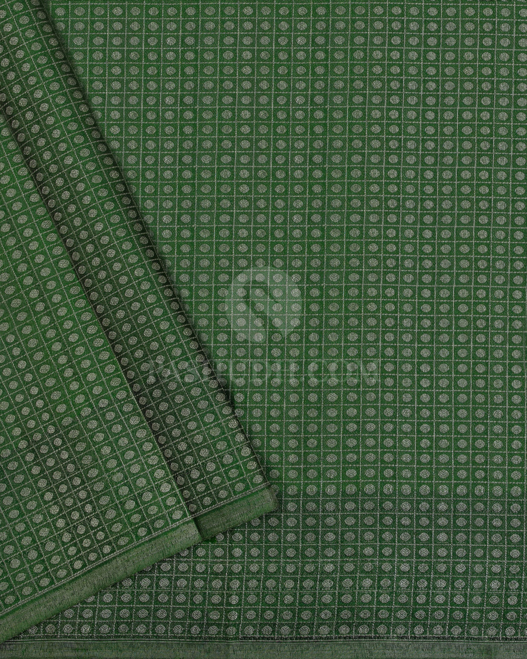 Navy Blue And Forest Green Kanjivaram Silk Saree - D534(A) - View 2