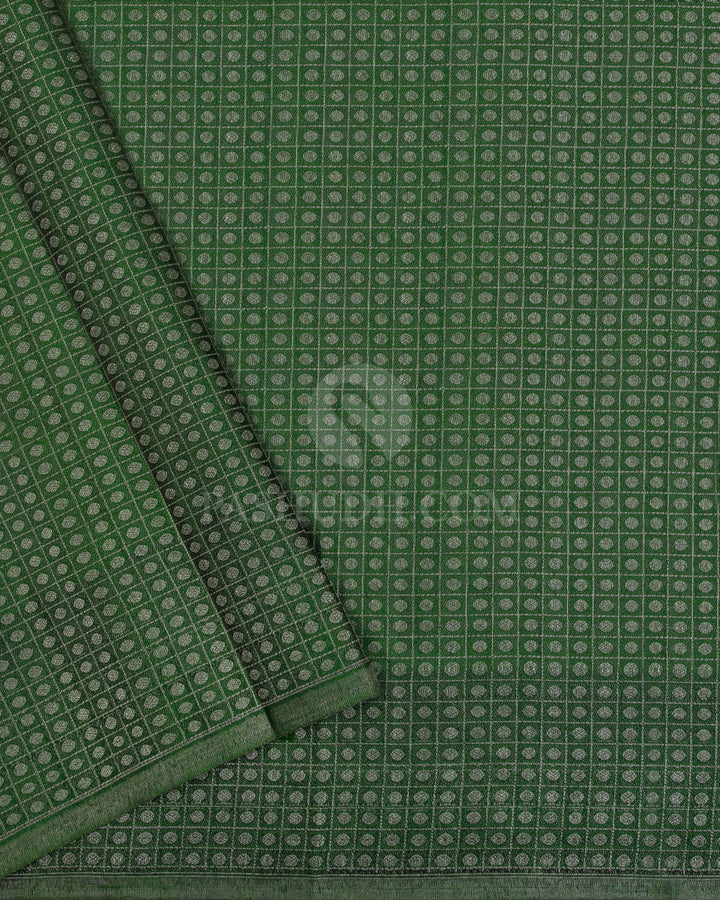 Navy Blue And Forest Green Kanjivaram Silk Saree - D534(A) - View 2