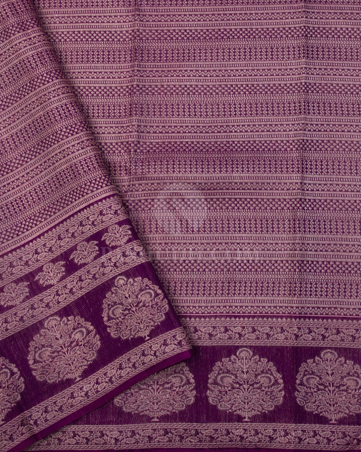 Baby Pink & Violet Kanjivaram Silk Saree - S1031(A) - View 3