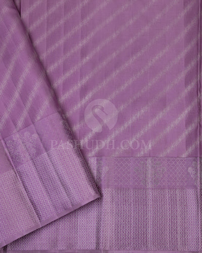 Teal Blue and Lavender Kanjivaram Silk Saree - D427 - View 3