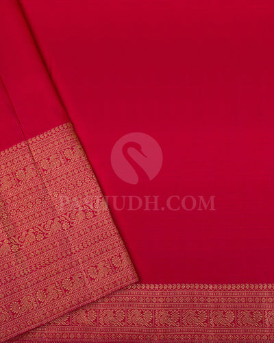 Gold And Red Organza Kanjivaram Silk Saree - S1038(B) - View 3