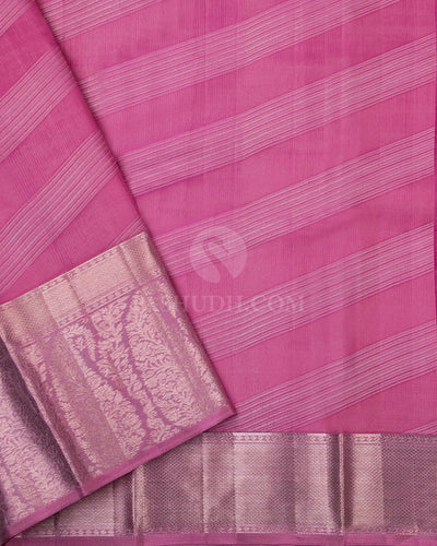 Turquoise and Pink Kanjivaram Silk Saree - DT194 - View 3