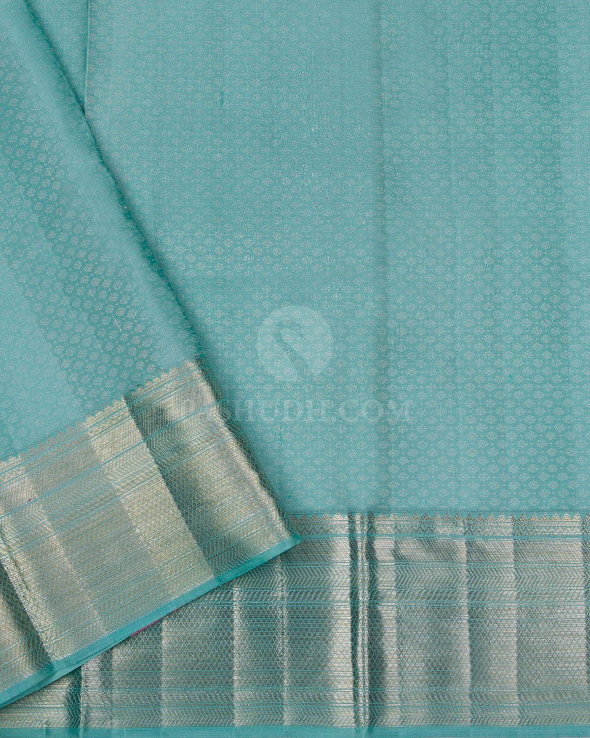 Teal and Ananda Blue Kanjivaram Silk Saree - D455 - View 3