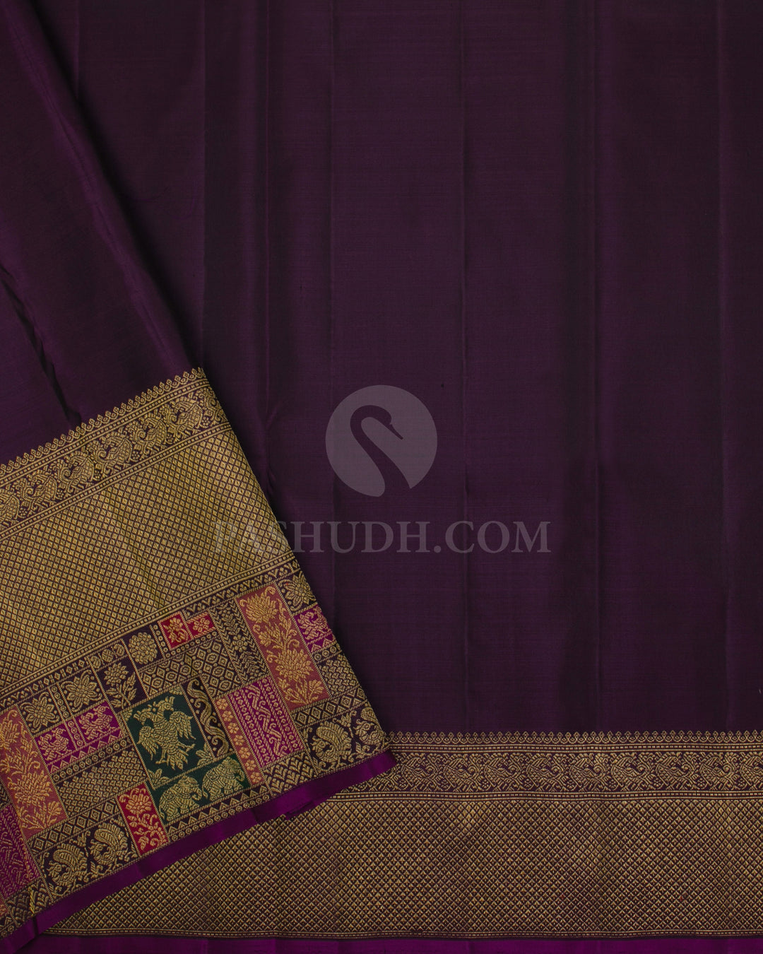 Sky Blue & Purple Kanjivaram Silk Saree - P142(A) - View 3